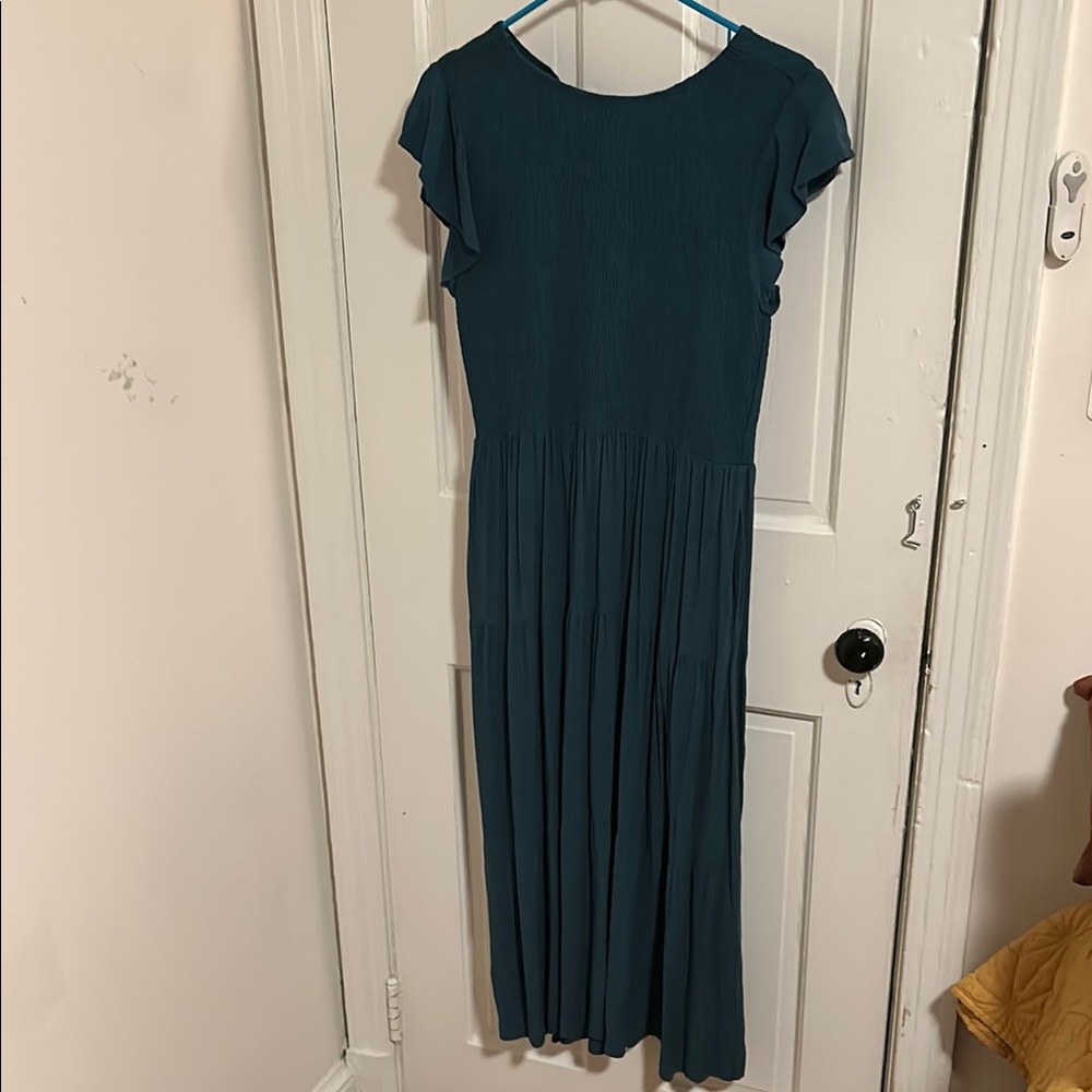 Smocked Teal Maxi Dress